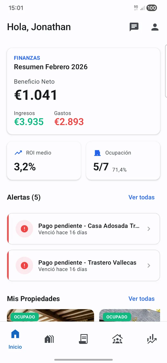 Dashboard en la app móvil